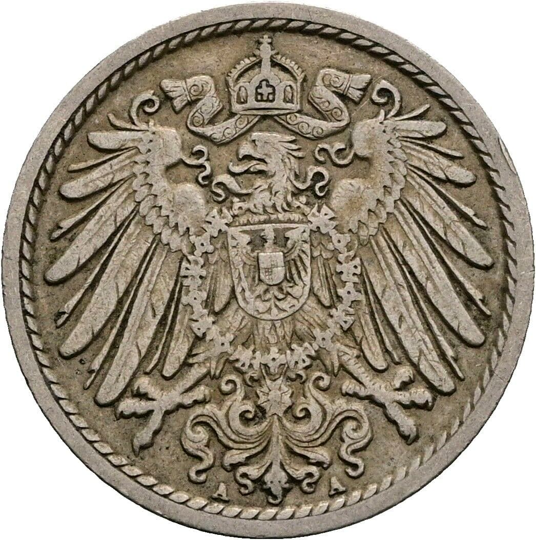 5 Pfennig 1908 A – Rückseite