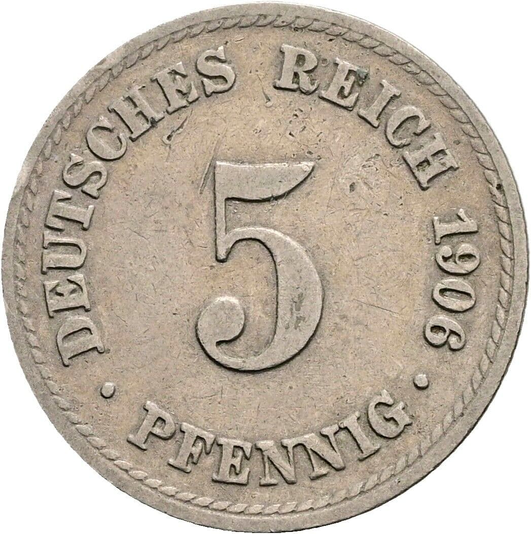 5 Pfennig 1906 A – Vorderseite