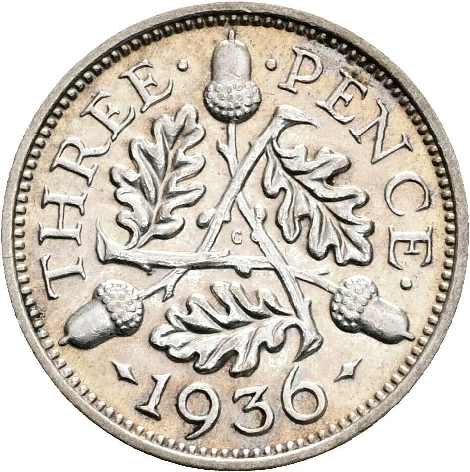 3 Pence Georg V. (1910-1936) 1936 – Rückseite