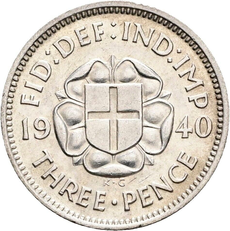 3 Pence Georg VI. (1936-1952) 1940 – Rückseite