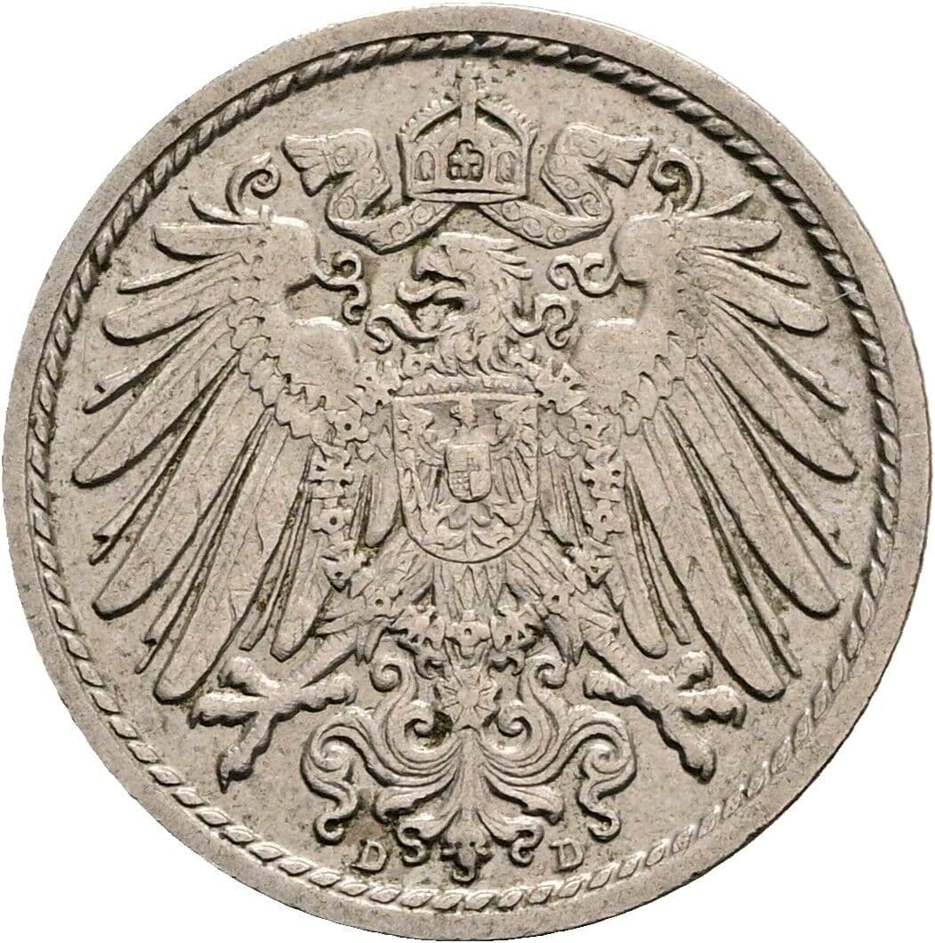5 Pfennig 1913 D – Rückseite