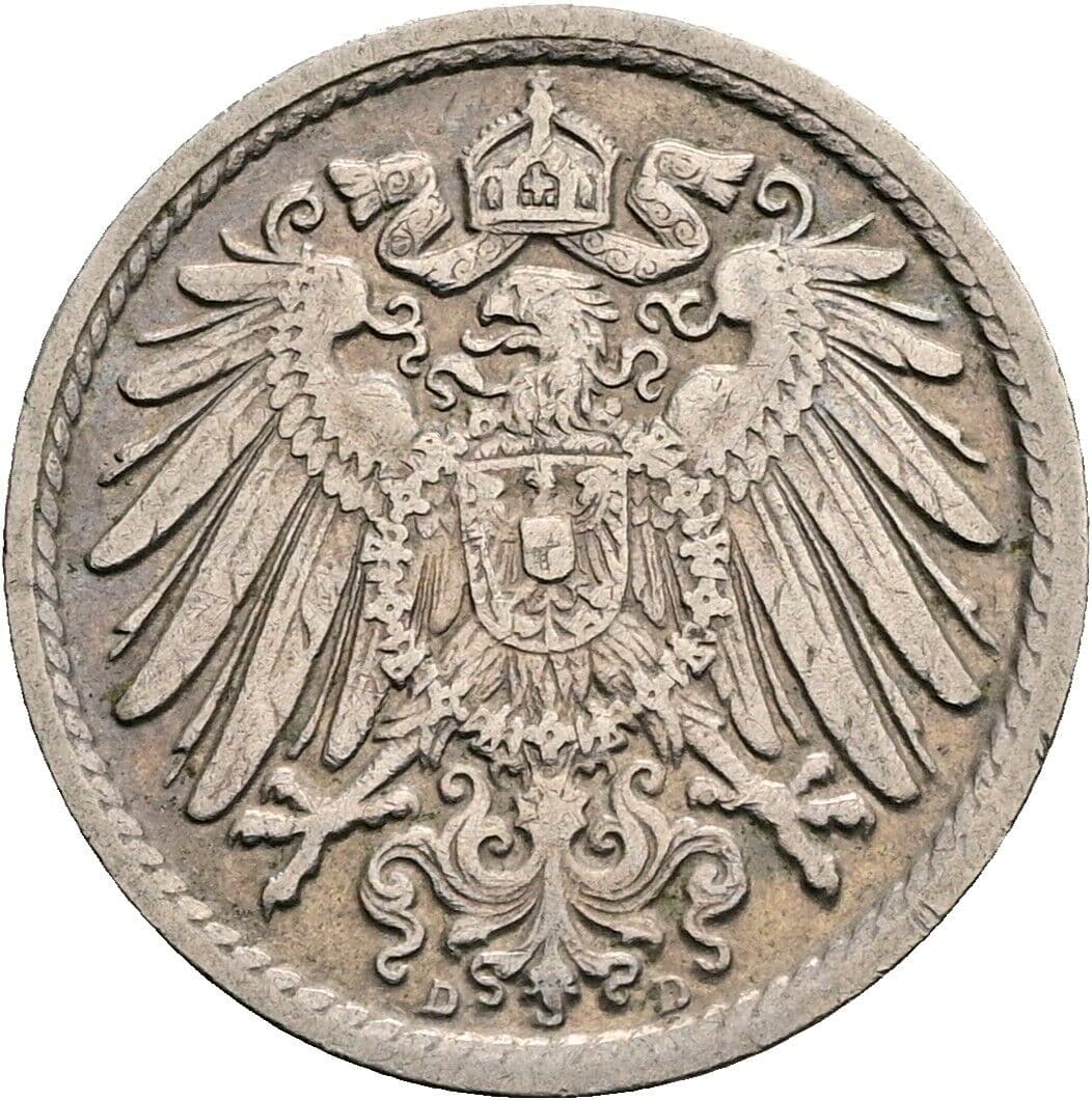 5 Pfennig 1912 D – Rückseite