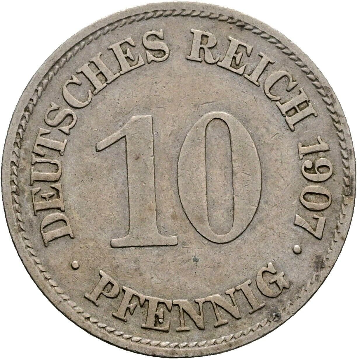 10 Pfennig 1907 E – Vorderseite