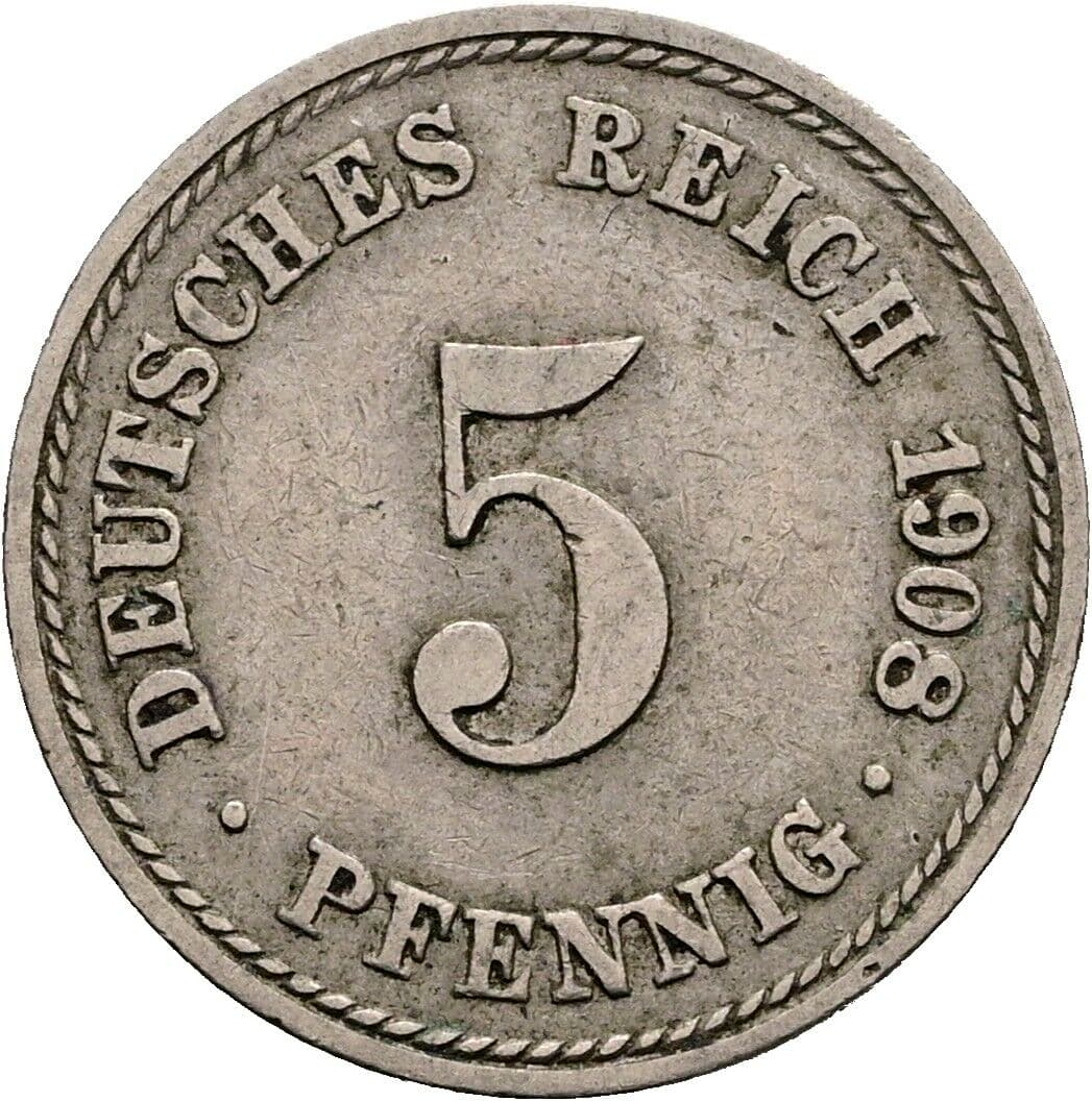 5 Pfennig 1908 A – Vorderseite