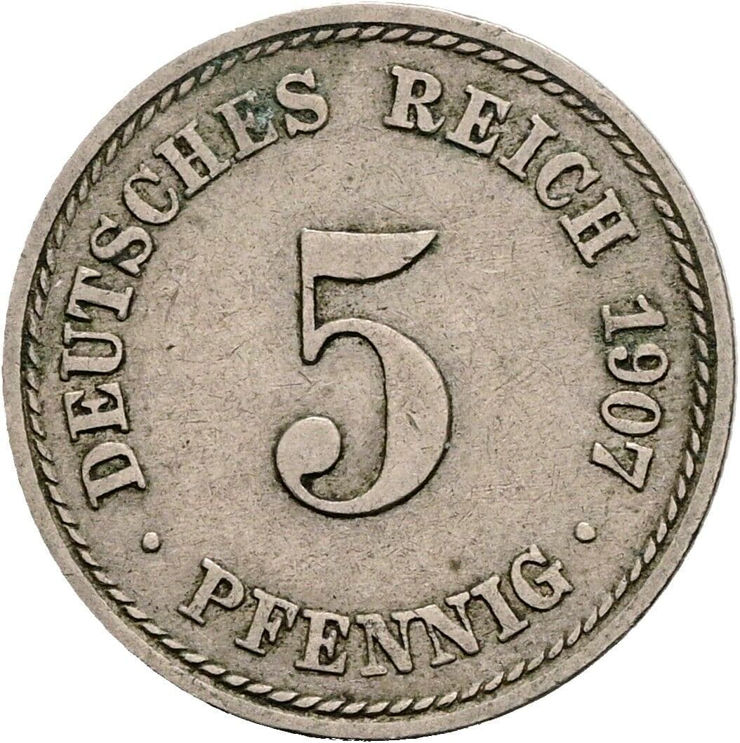 5 Pfennig 1907 A – Vorderseite