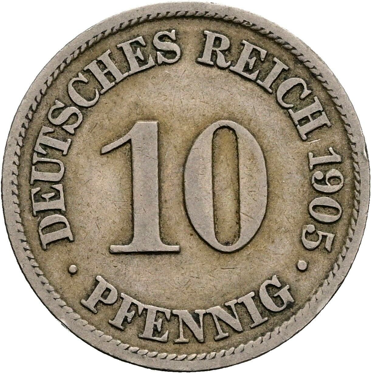 10 Pfennig 1905 A – Vorderseite