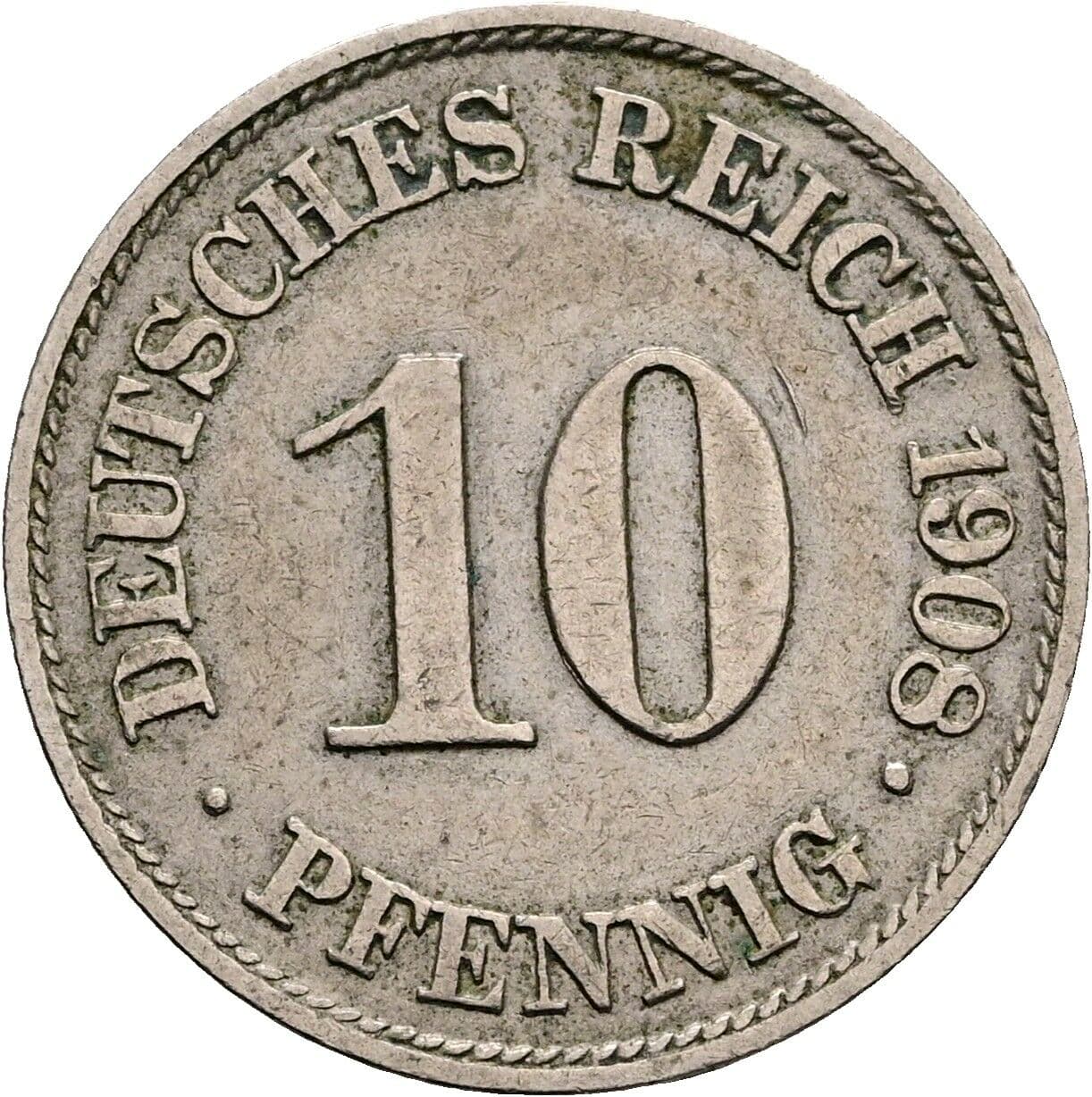 10 Pfennig 1908 A – Vorderseite