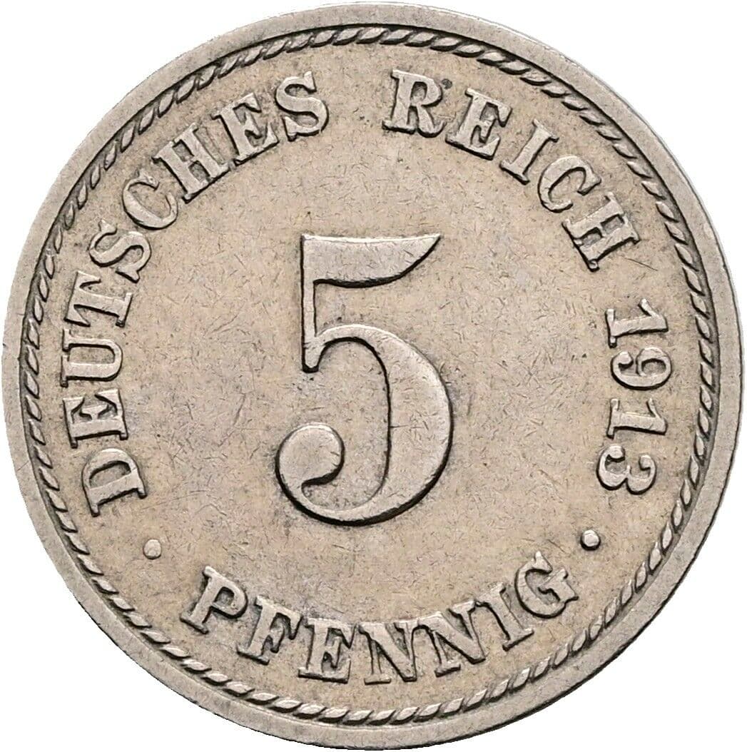 5 Pfennig 1913 A – Vorderseite