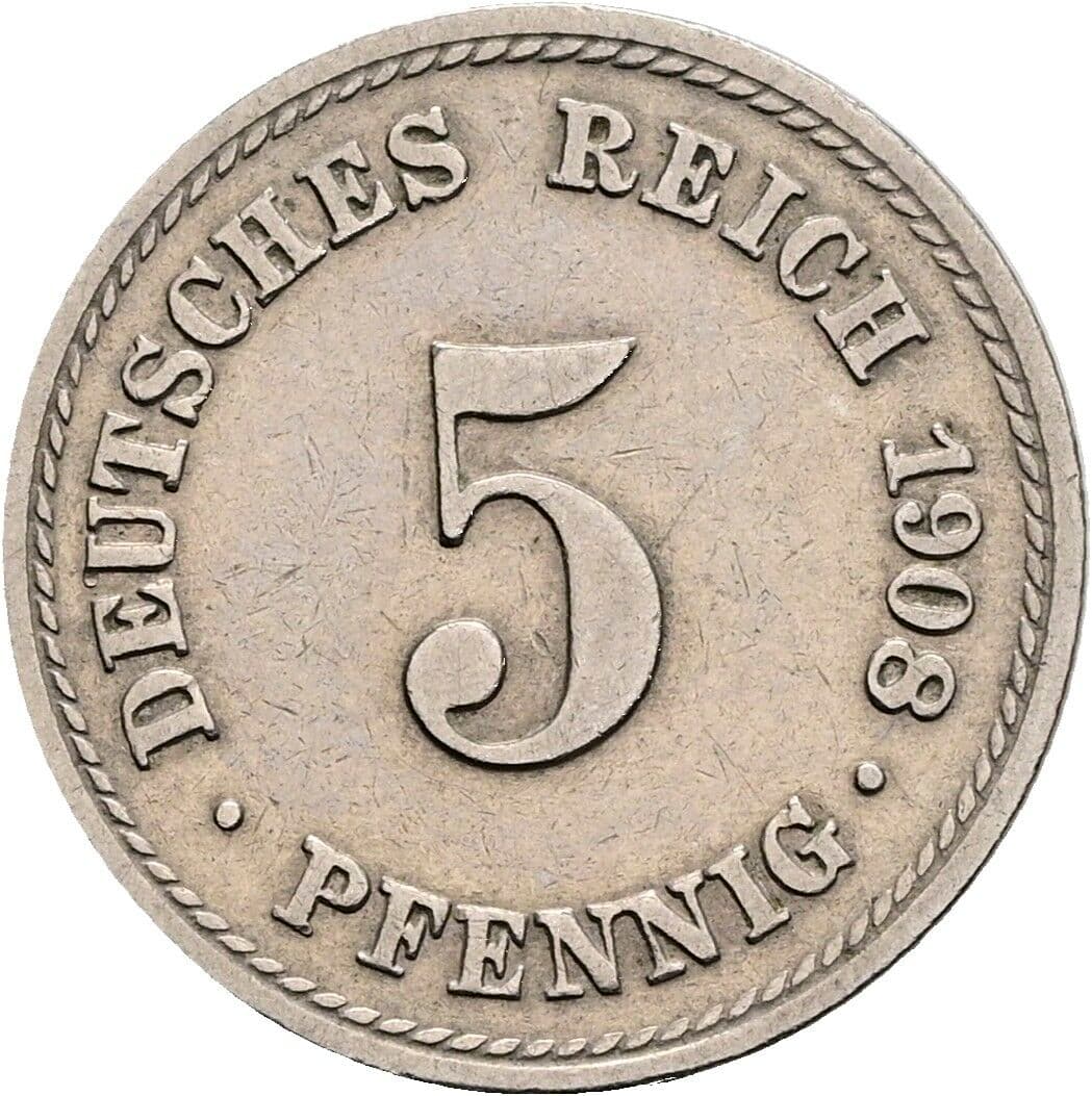 5 Pfennig 1908 A – Vorderseite