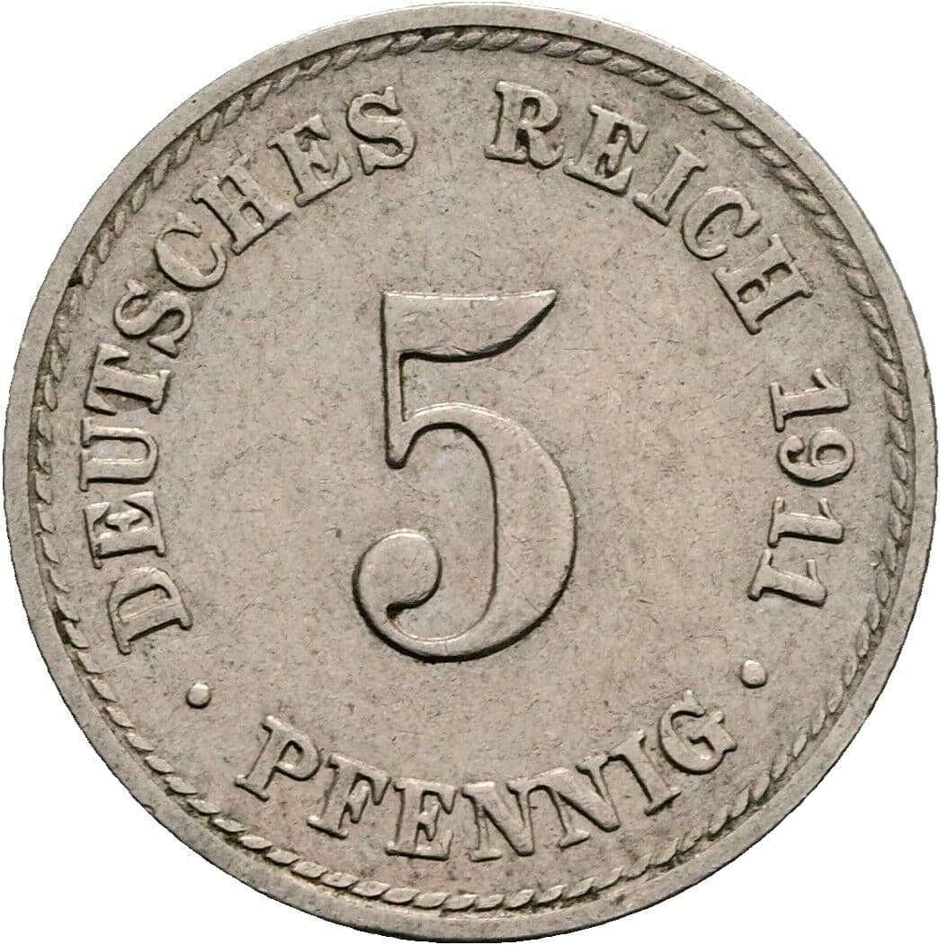 5 Pfennig 1911 A – Vorderseite