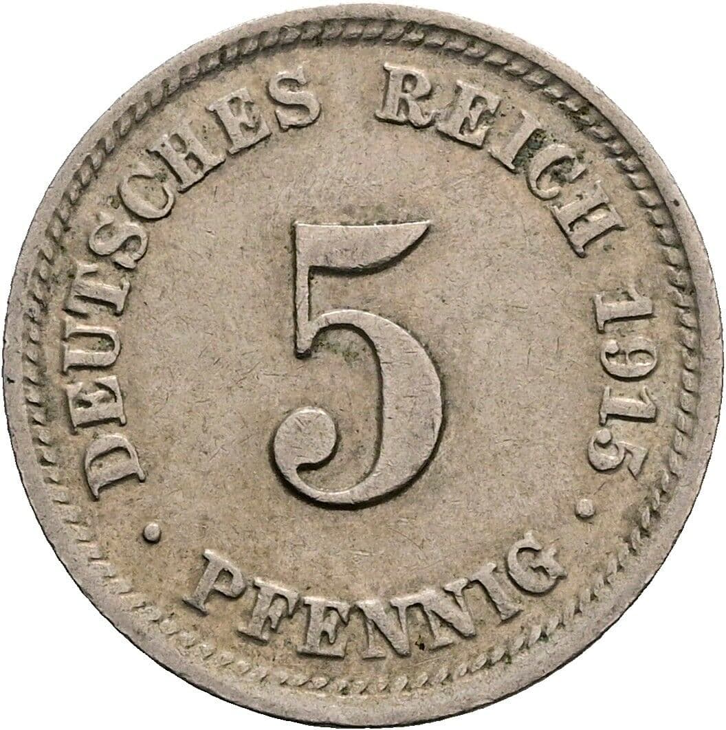 5 Pfennig 1915 D – Vorderseite