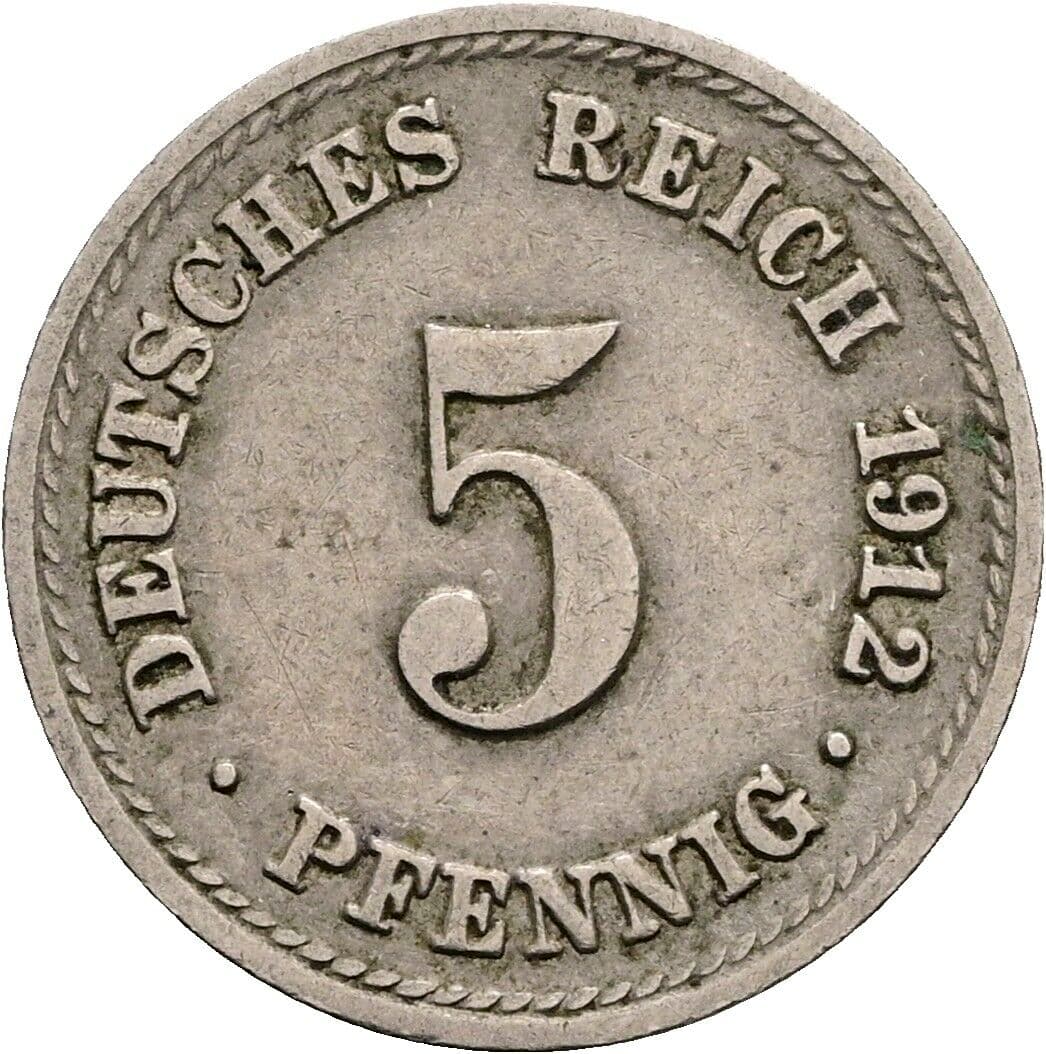 5 Pfennig 1912 A – Vorderseite