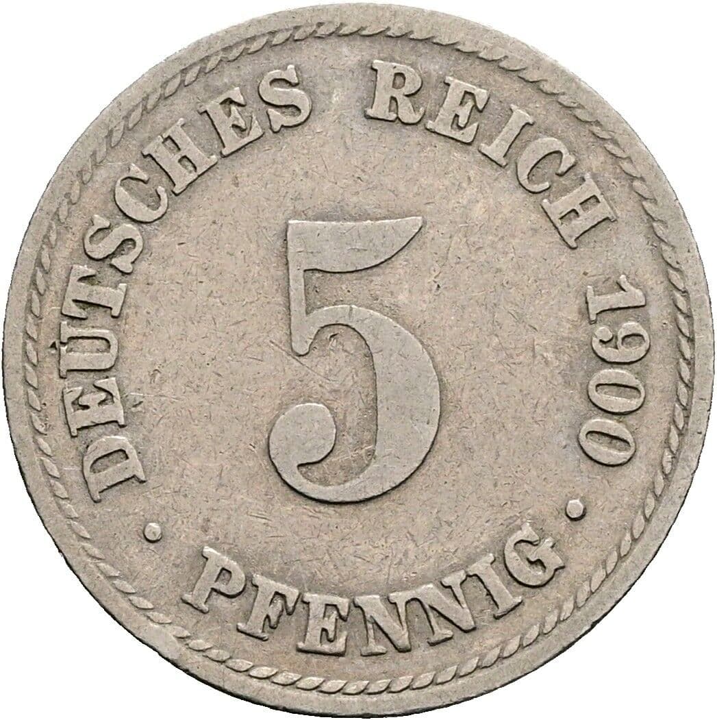 5 Pfennig 1900 A – Vorderseite