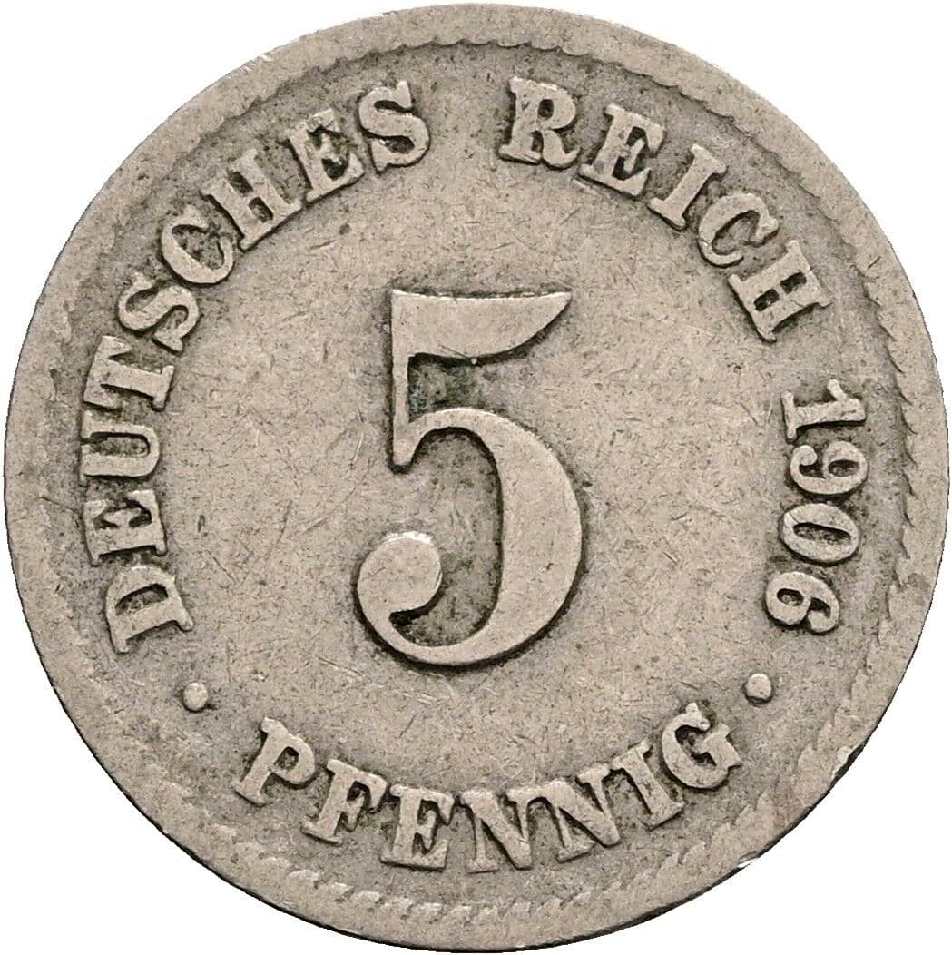 5 Pfennig 1906 A – Vorderseite