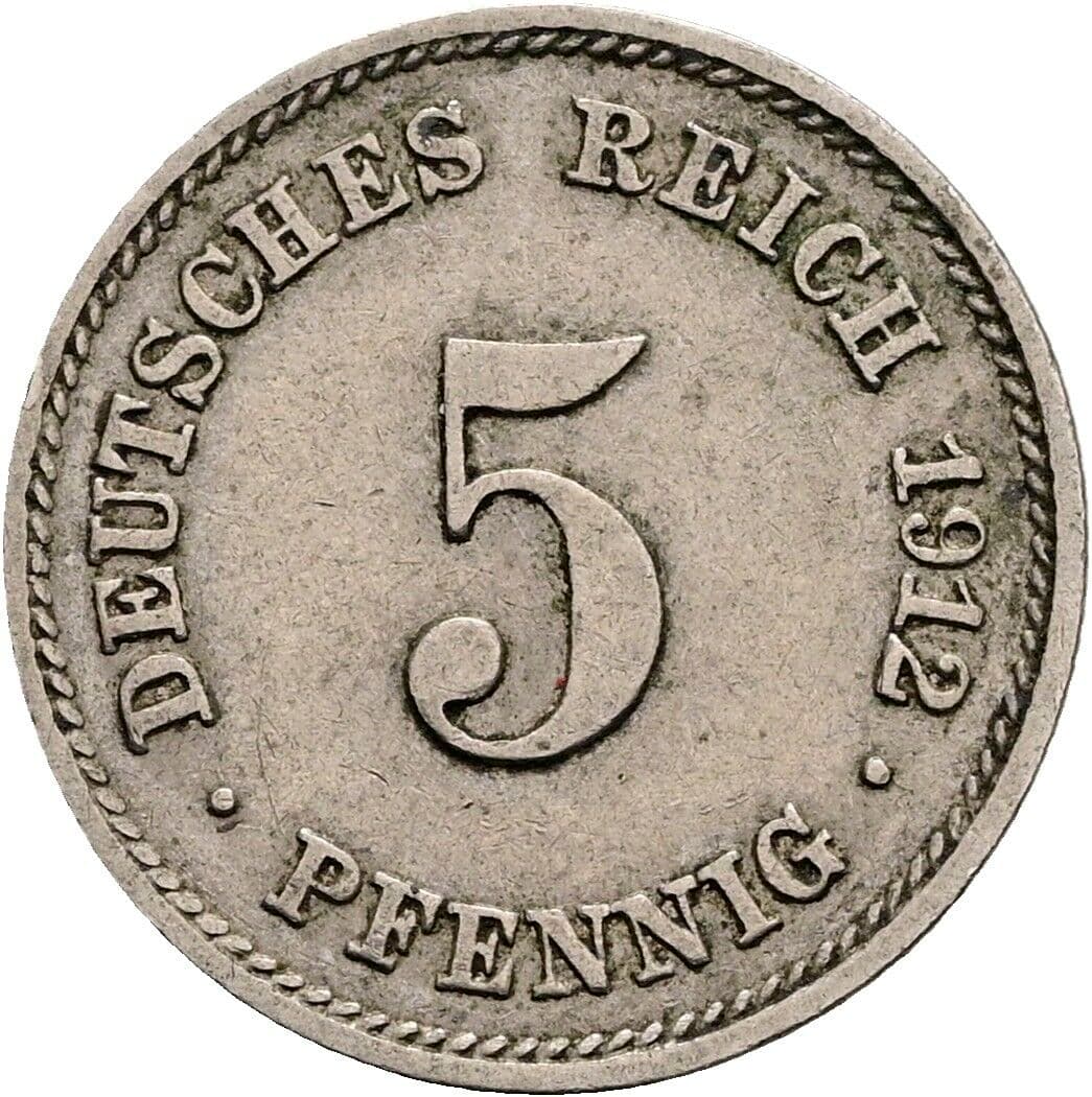 5 Pfennig 1912 E – Vorderseite