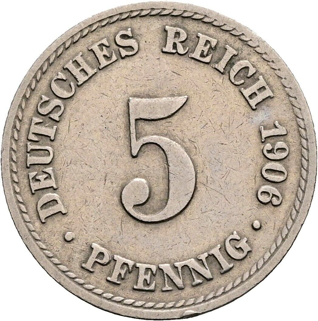 5 Pfennig 1906 A – Vorderseite