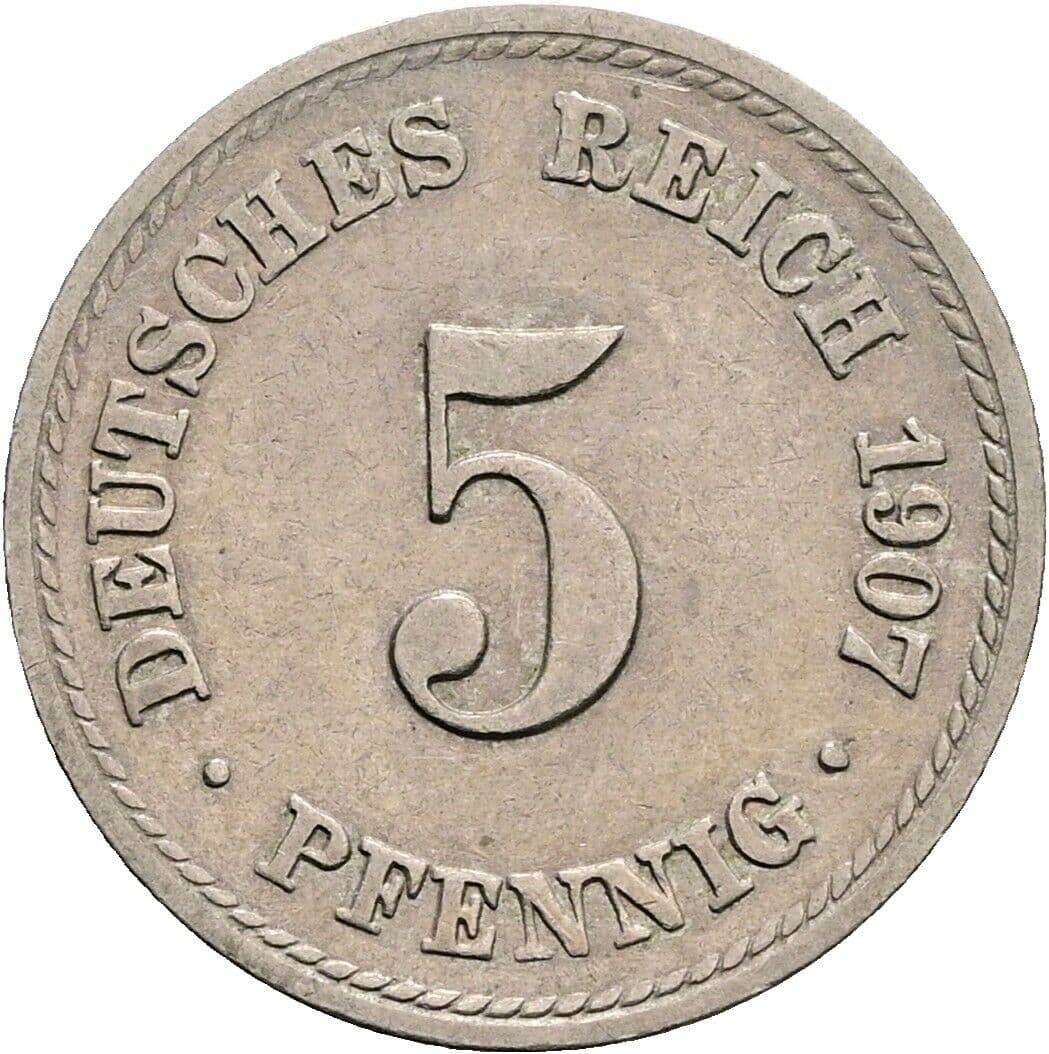 5 Pfennig 1907 A – Vorderseite