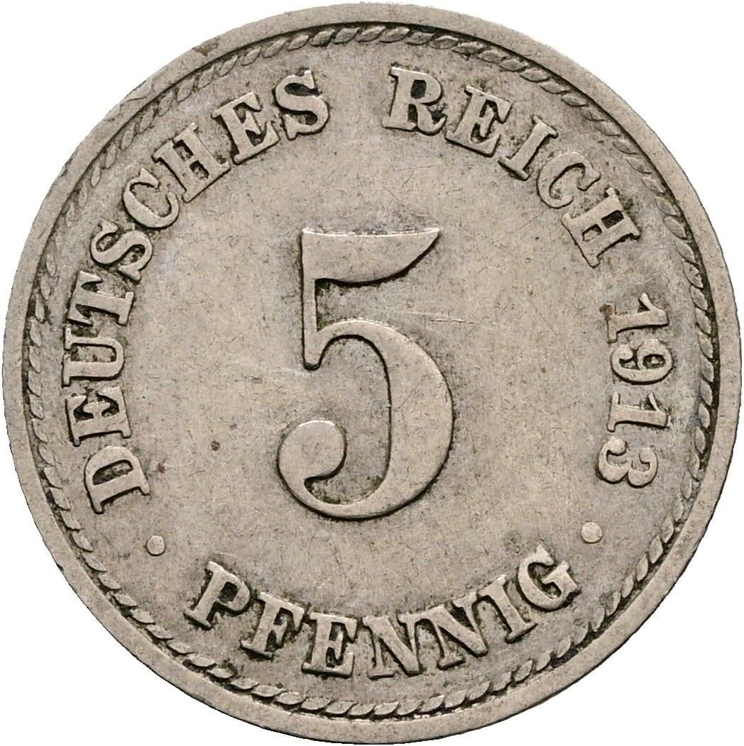 5 Pfennig 1913 A – Vorderseite