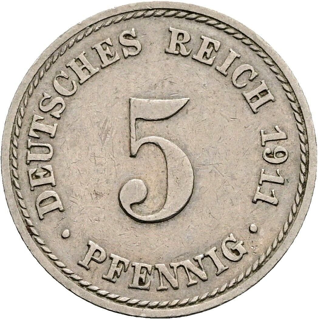 5 Pfennig 1911 A – Vorderseite