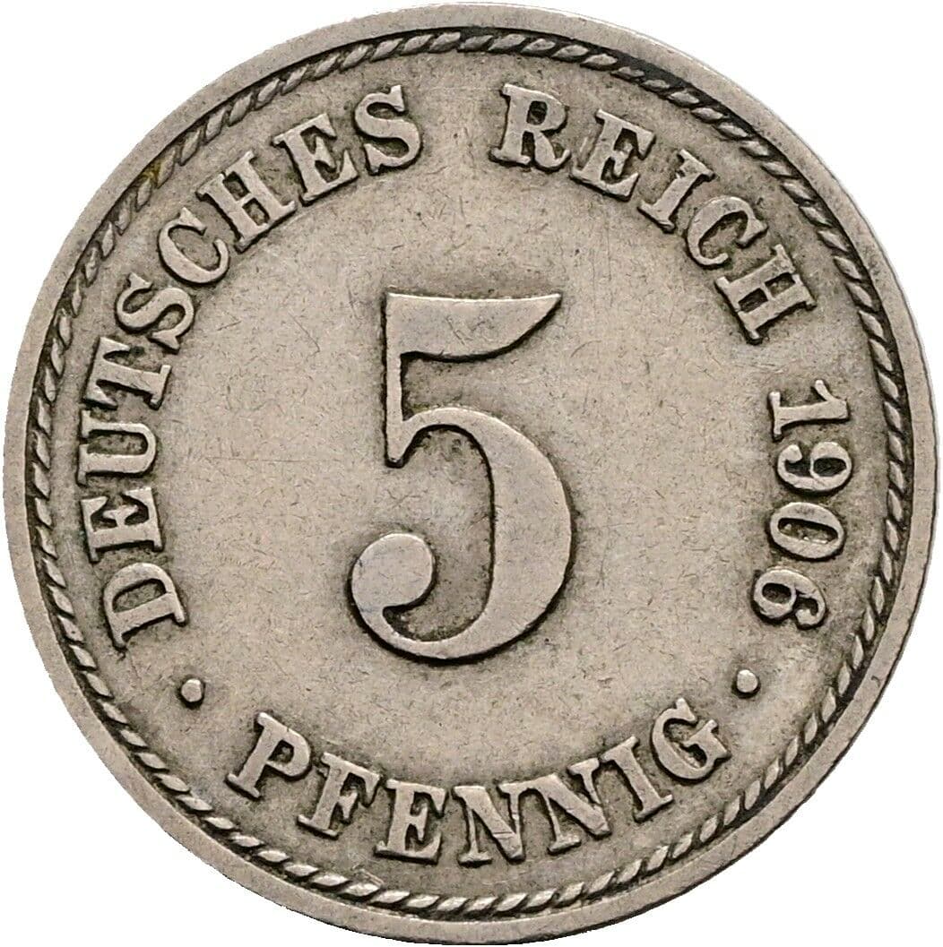 5 Pfennig 1906 A – Vorderseite