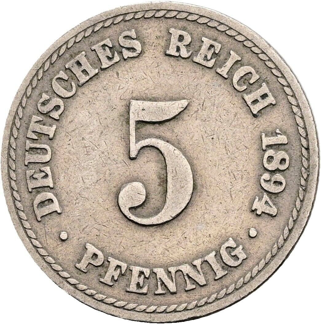 5 Pfennig 1894 A – Vorderseite