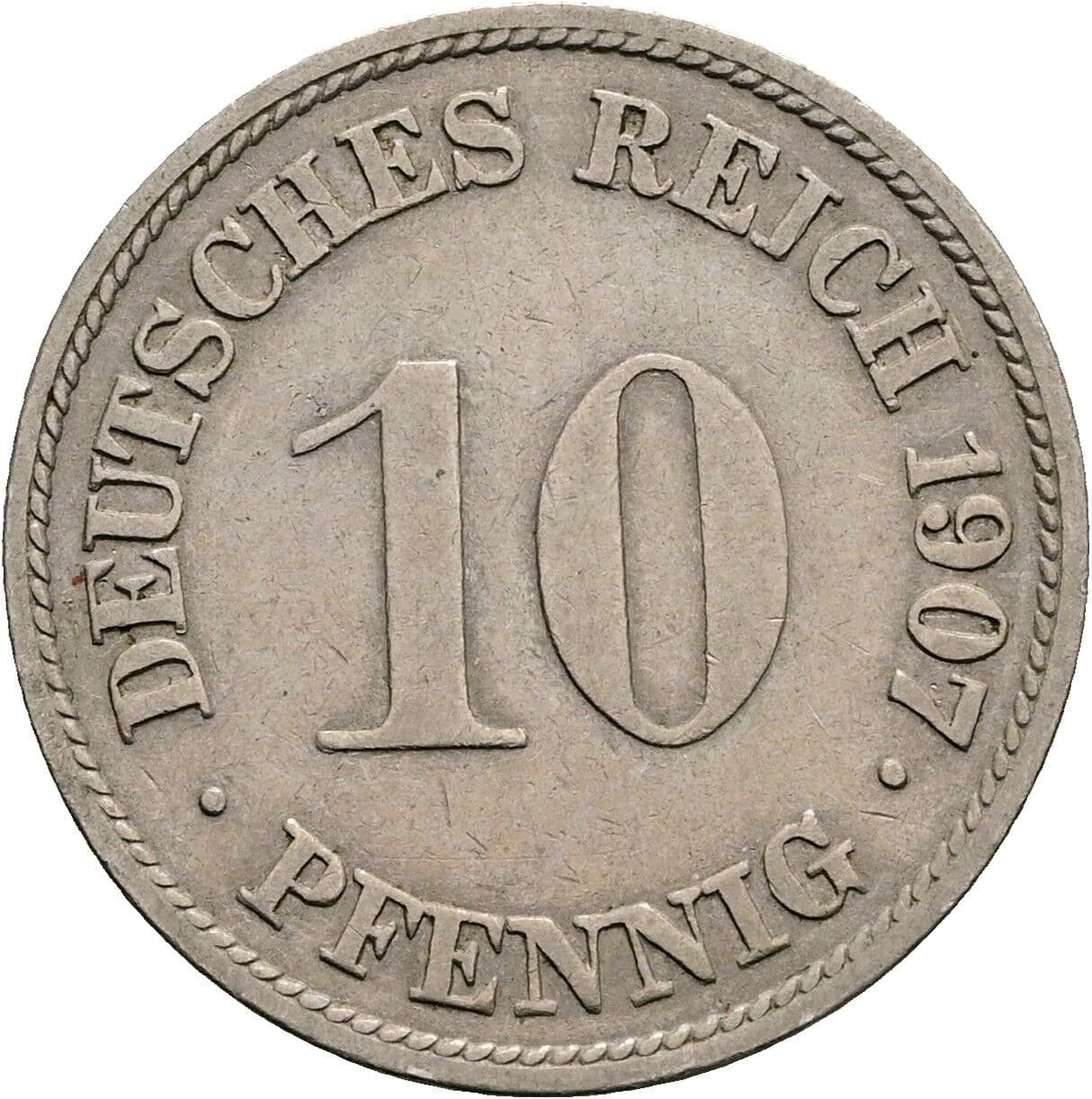 10 Pfennig 1907 G – Vorderseite