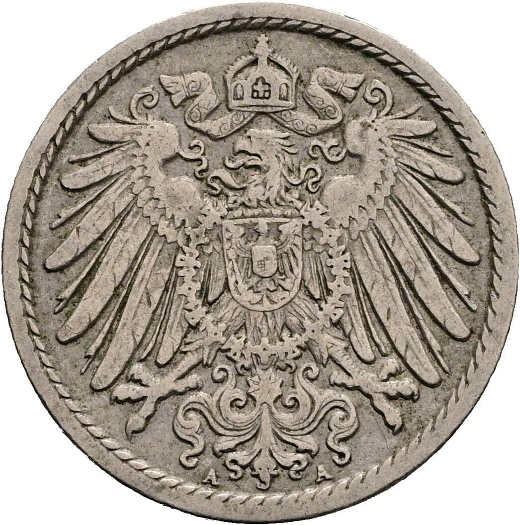 5 Pfennig 1908 A – Rückseite