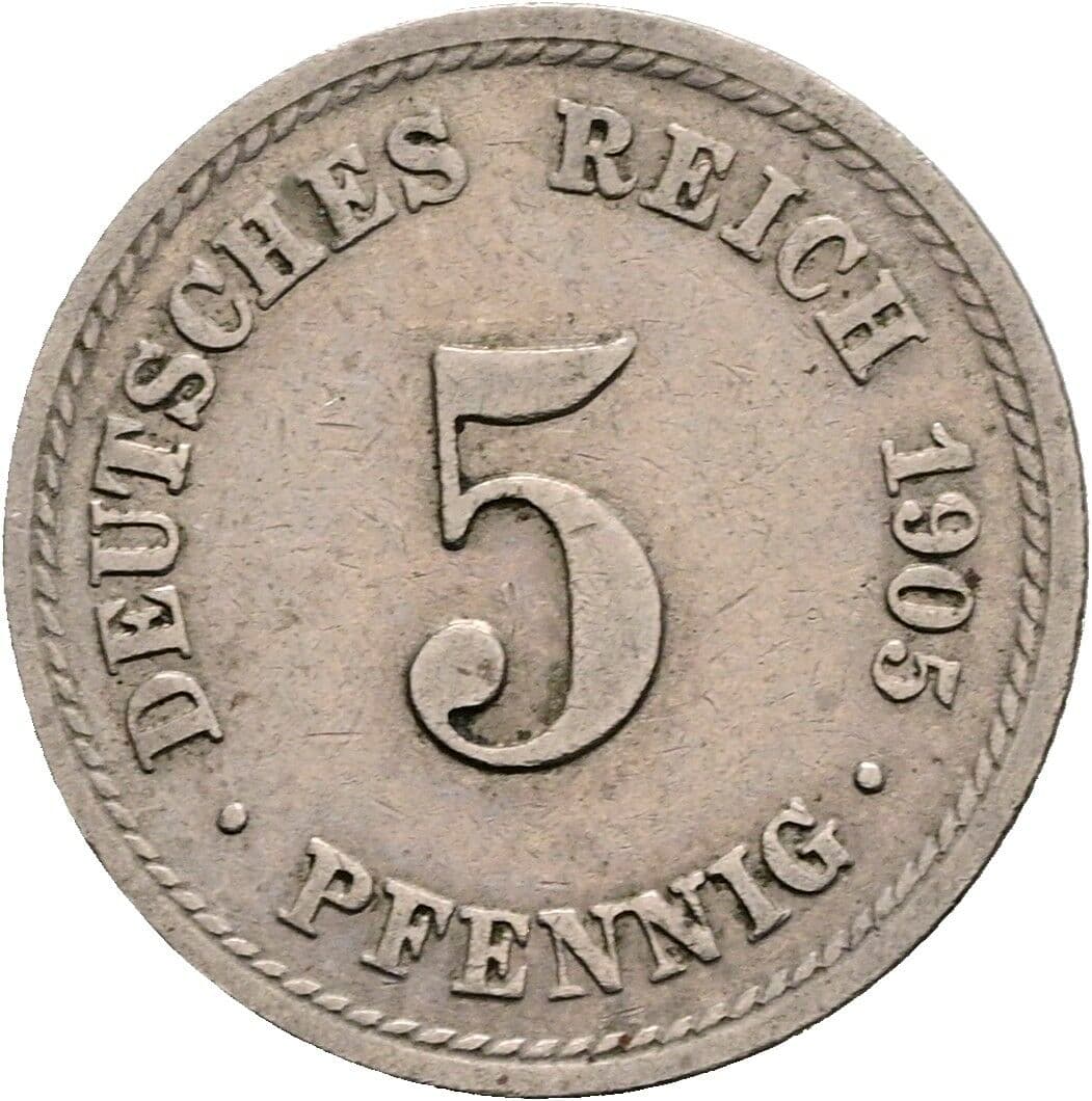 5 Pfennig 1905 A – Vorderseite