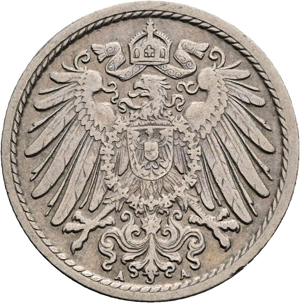 5 Pfennig 1908 A – Rückseite