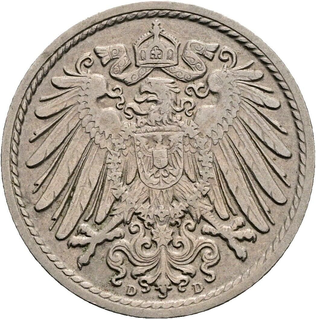 5 Pfennig 1910 D – Rückseite