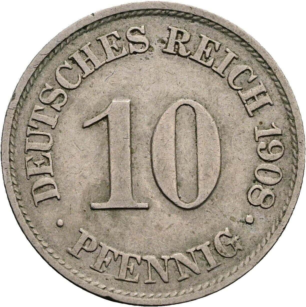 10 Pfennig 1908 A – Vorderseite