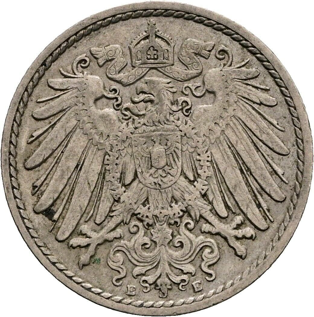 5 Pfennig 1908 E – Rückseite
