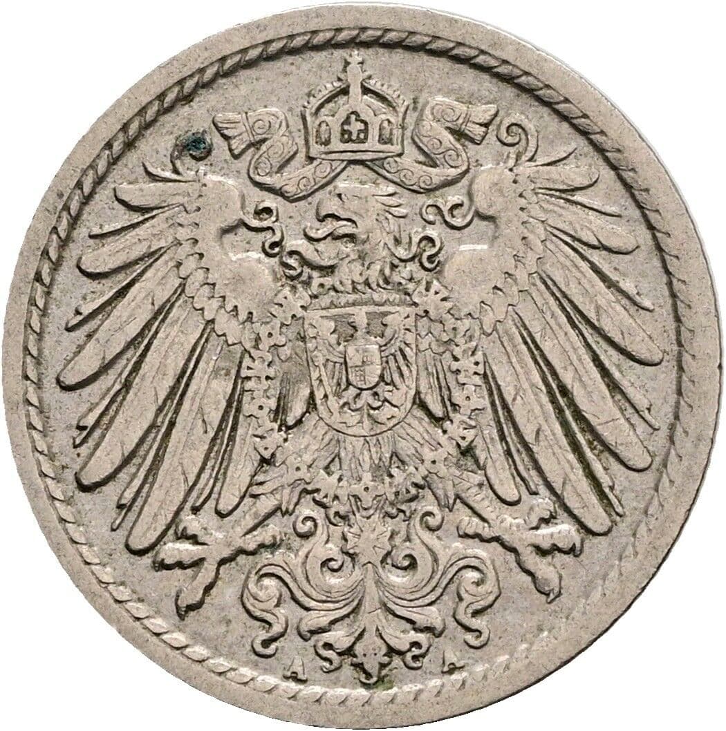 5 Pfennig 1908 A – Rückseite