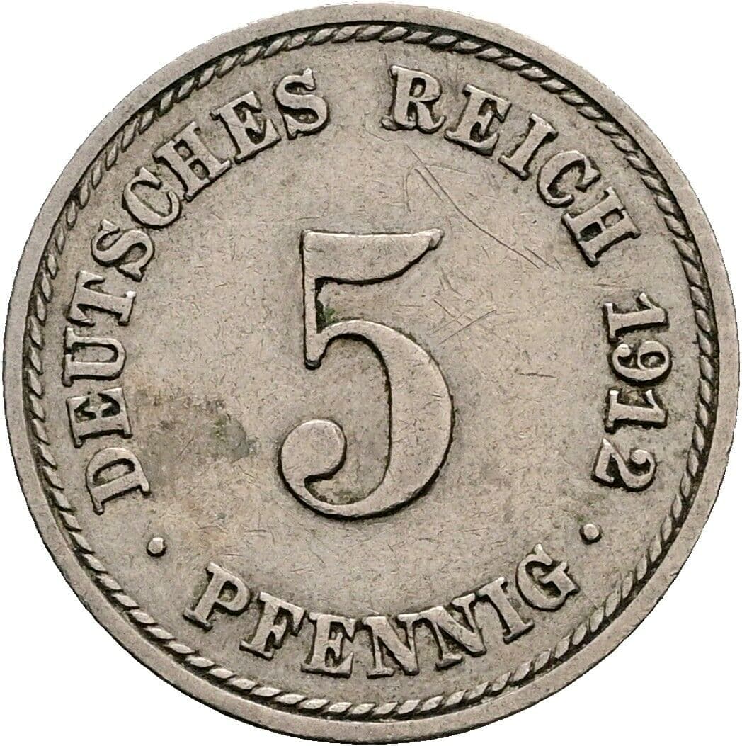 5 Pfennig 1912 A – Vorderseite