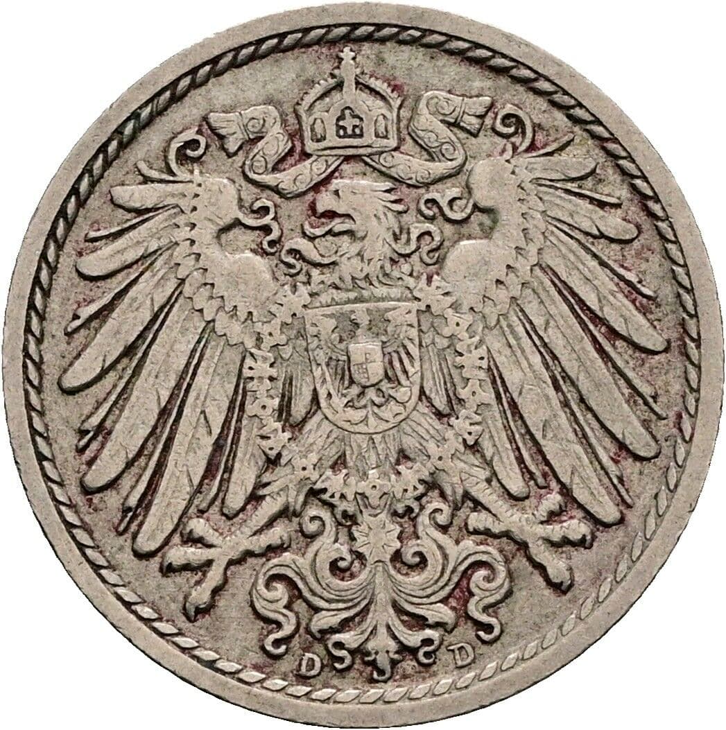 5 Pfennig 1913 D – Rückseite