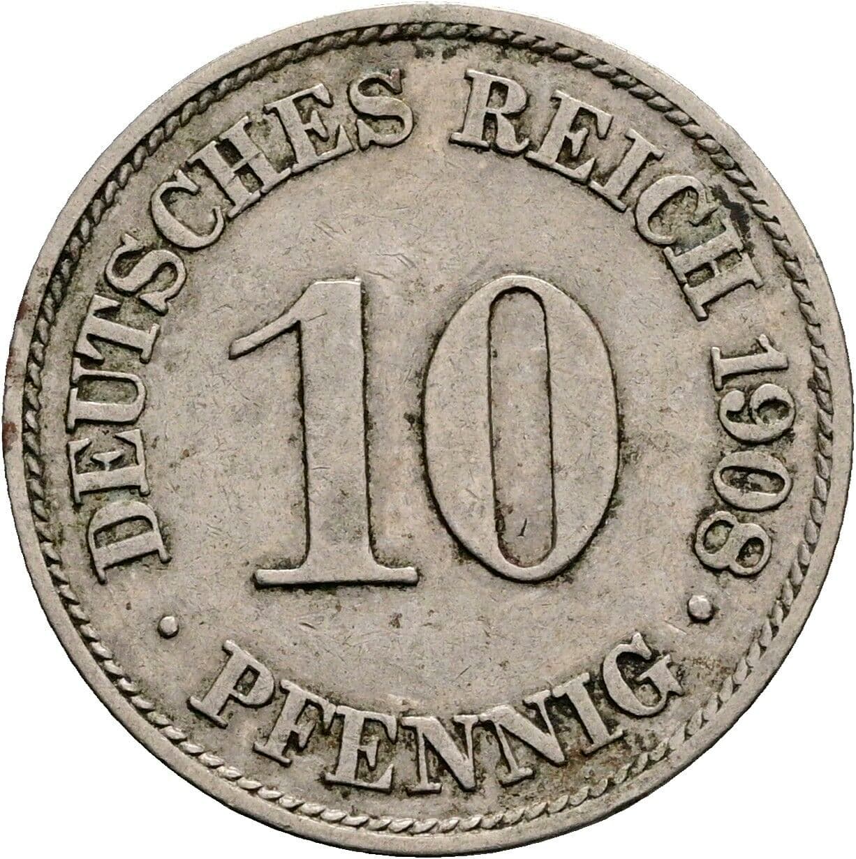 10 Pfennig 1908 A – Vorderseite