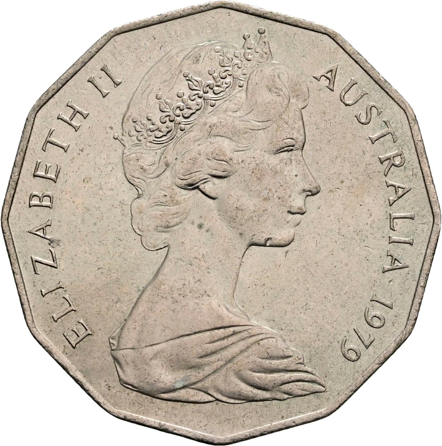 50 Cents Elisabeth II. 1952-2022 1979 – Vorderseite