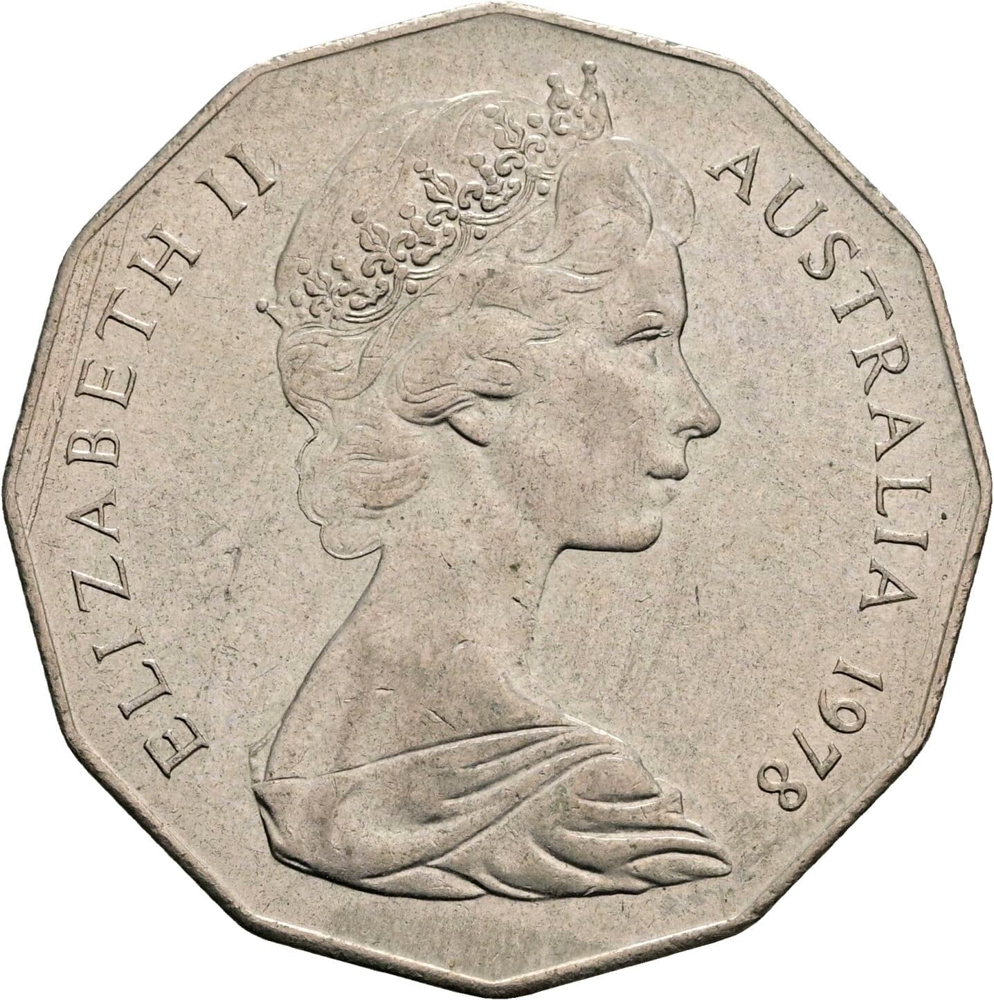 50 Cents Elisabeth II. 1952-2022 1978 – Vorderseite