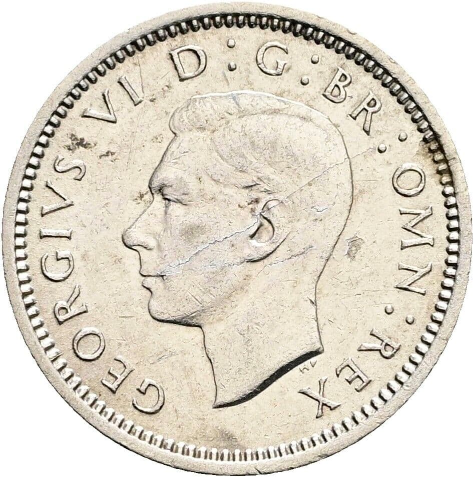 3 Pence Georg VI. (1936-1952) 1940 – Vorderseite