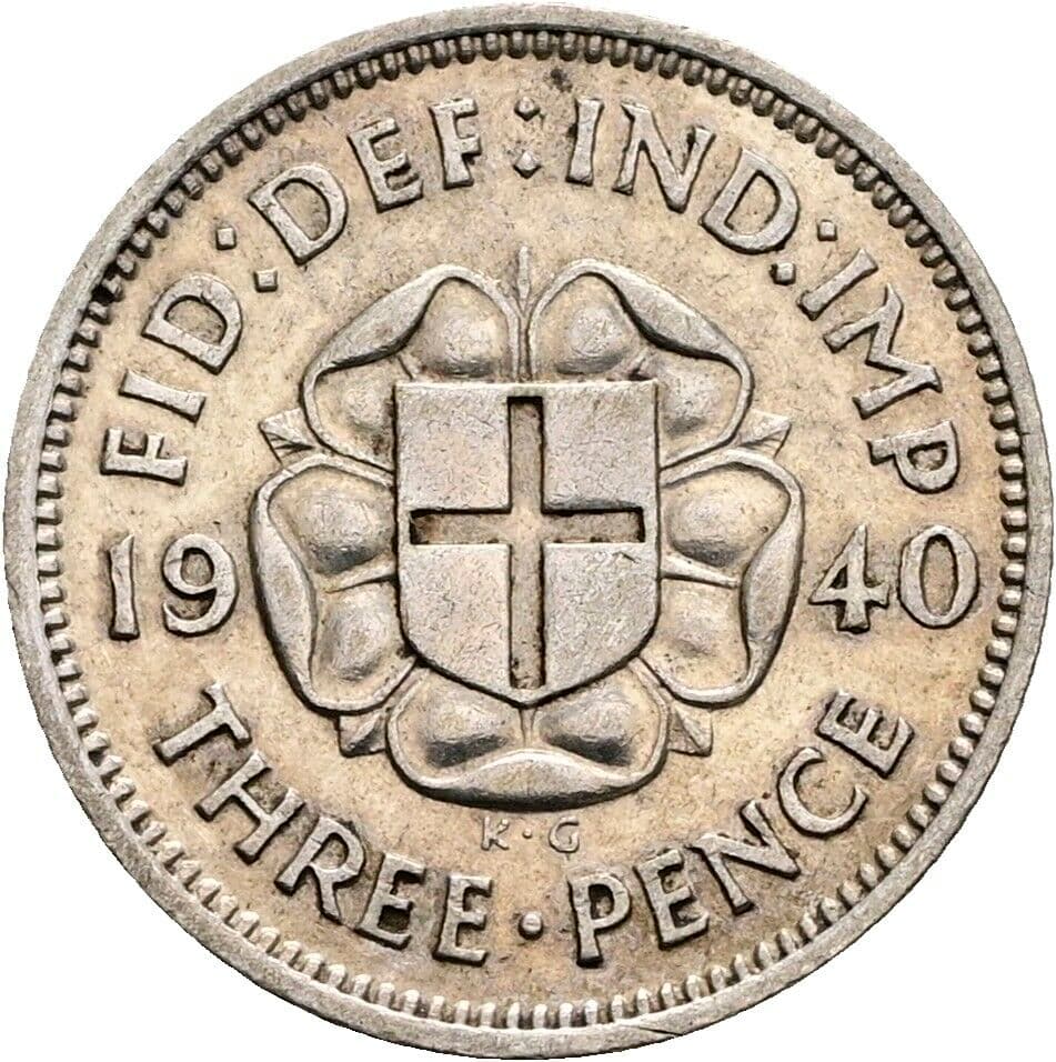 3 Pence Georg VI. (1936-1952) 1940 – Rückseite