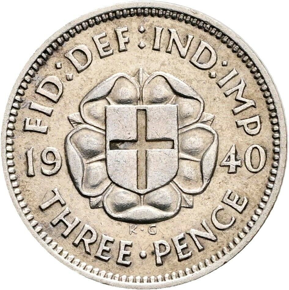 3 Pence Georg VI. (1936-1952) 1940 – Rückseite
