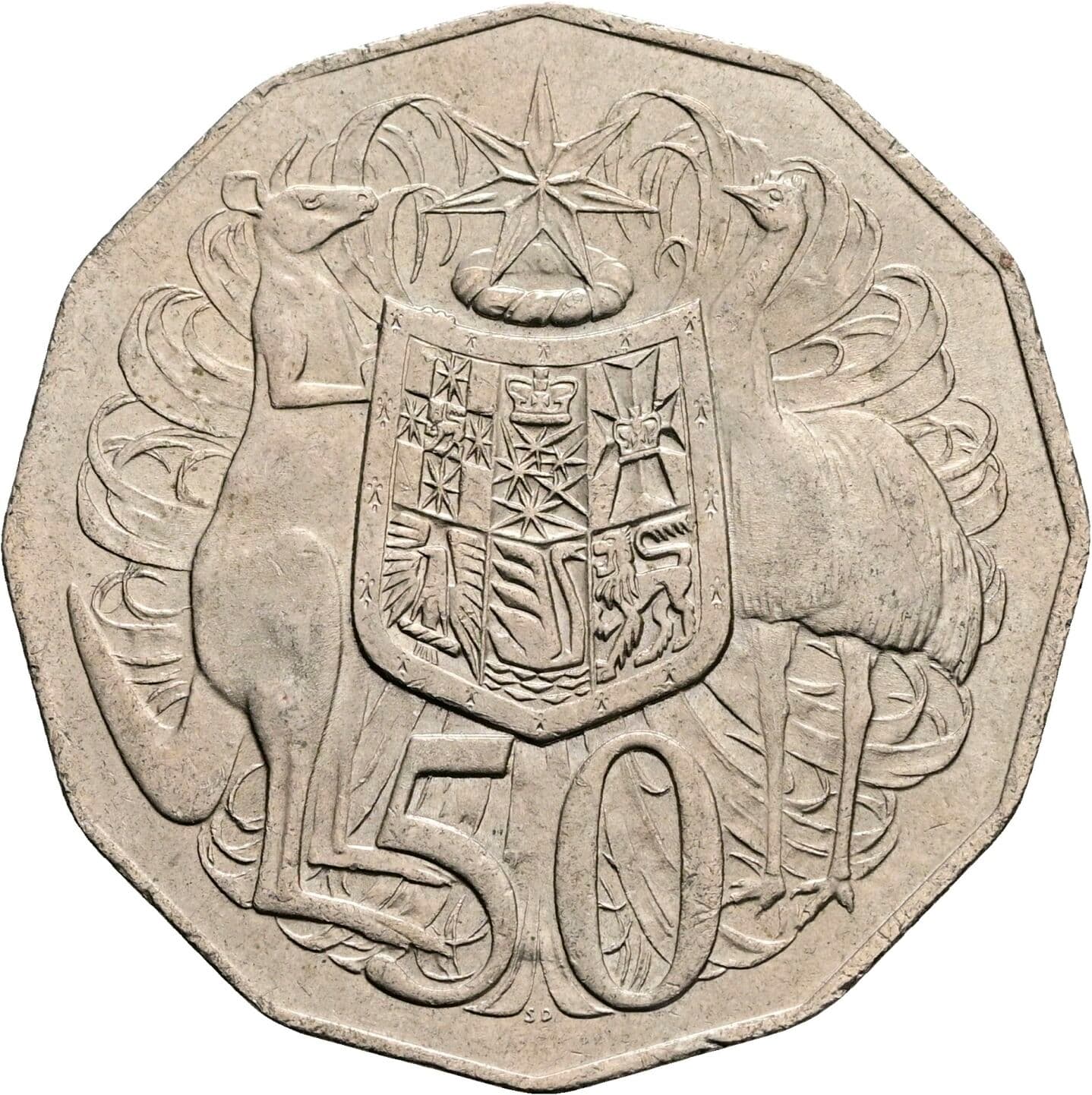 50 Cents Elisabeth II. 1952-2022 1974 – Rückseite