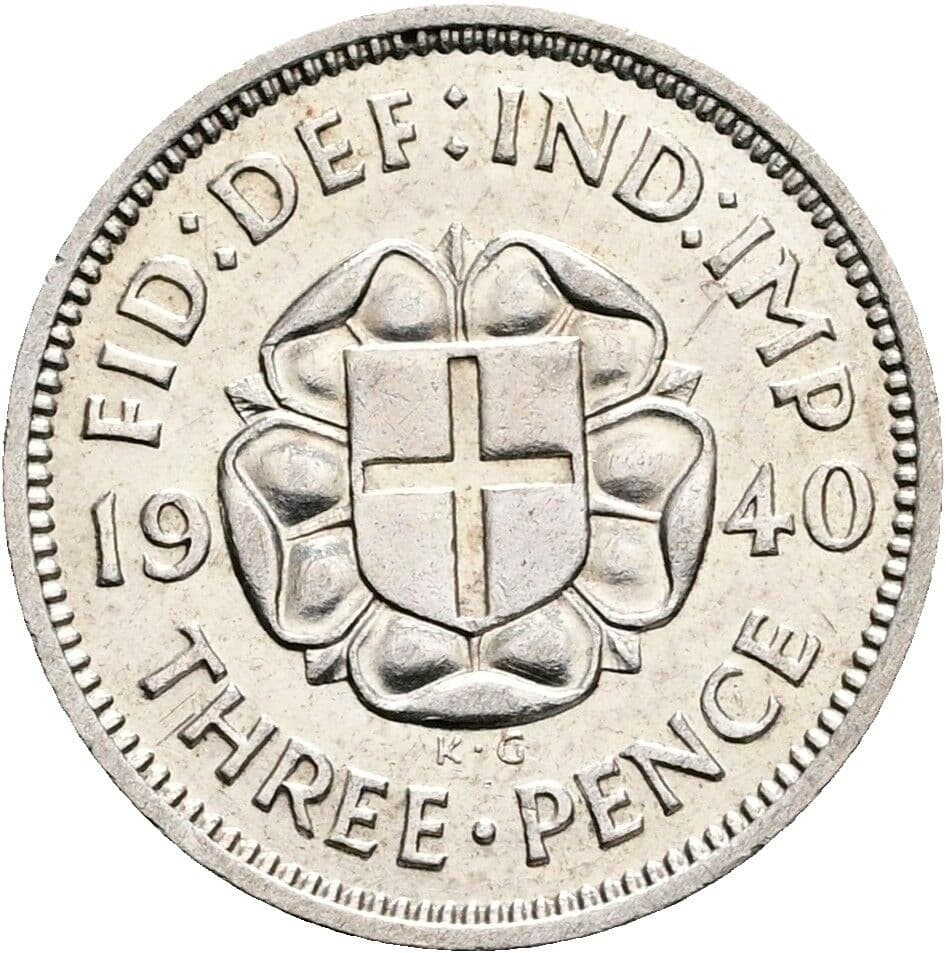 3 Pence Georg VI. (1936-1952) 1940 – Rückseite