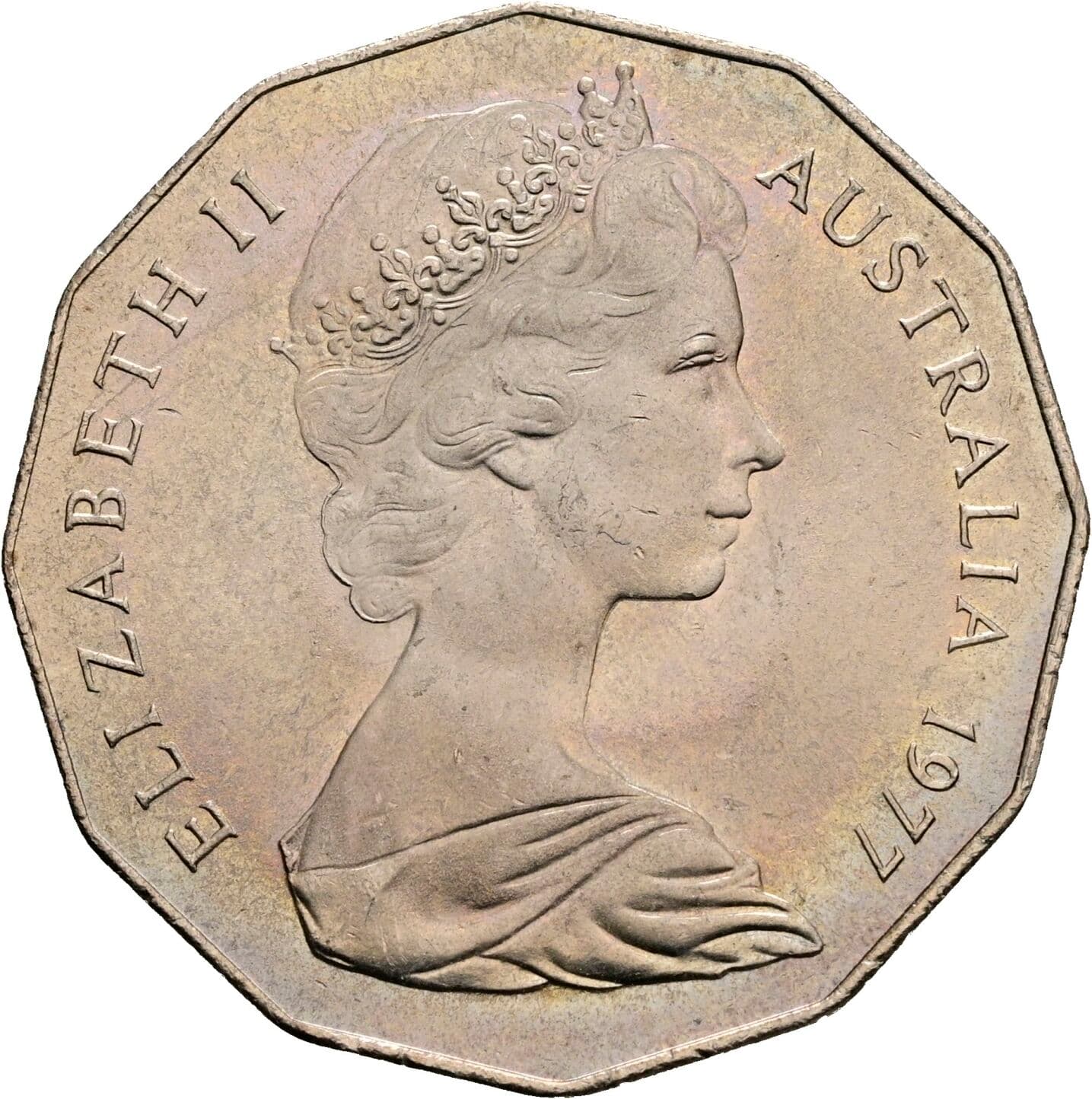50 Cents Elisabeth II. 1952-2022 1977 – Vorderseite