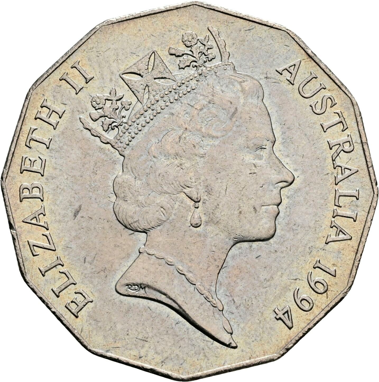 50 Cents Elisabeth II. 1952-2022 1994 – Vorderseite