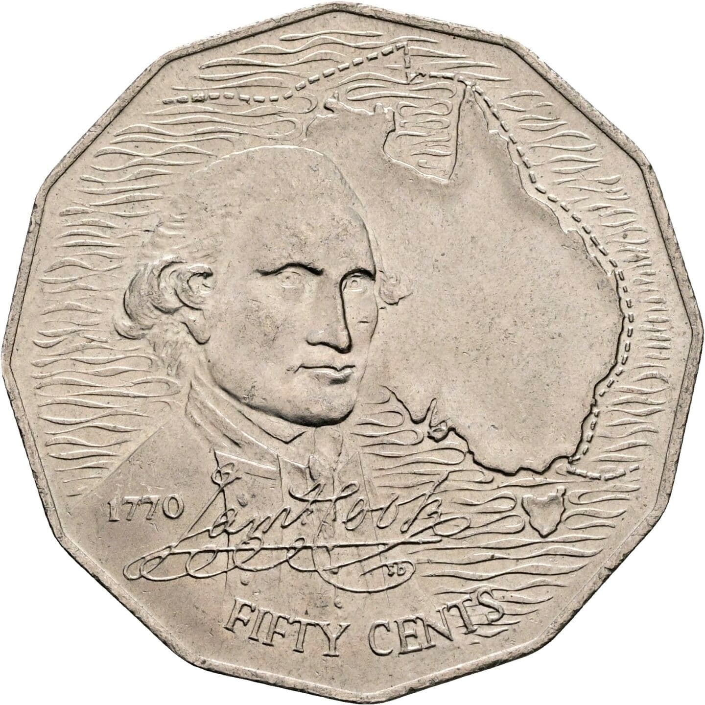 50 Cents Elisabeth II. 1952-2022 1970 – Vorderseite