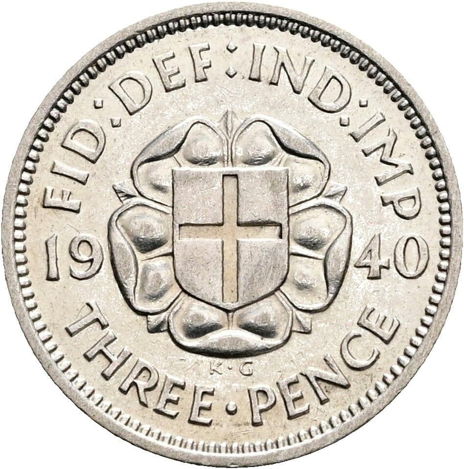3 Pence Georg VI. (1936-1952) 1940 – Rückseite