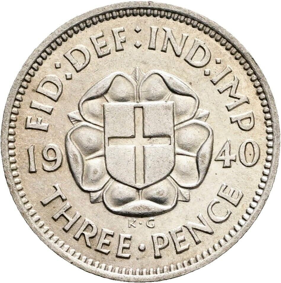 3 Pence Georg VI. (1936-1952) 1940 – Rückseite