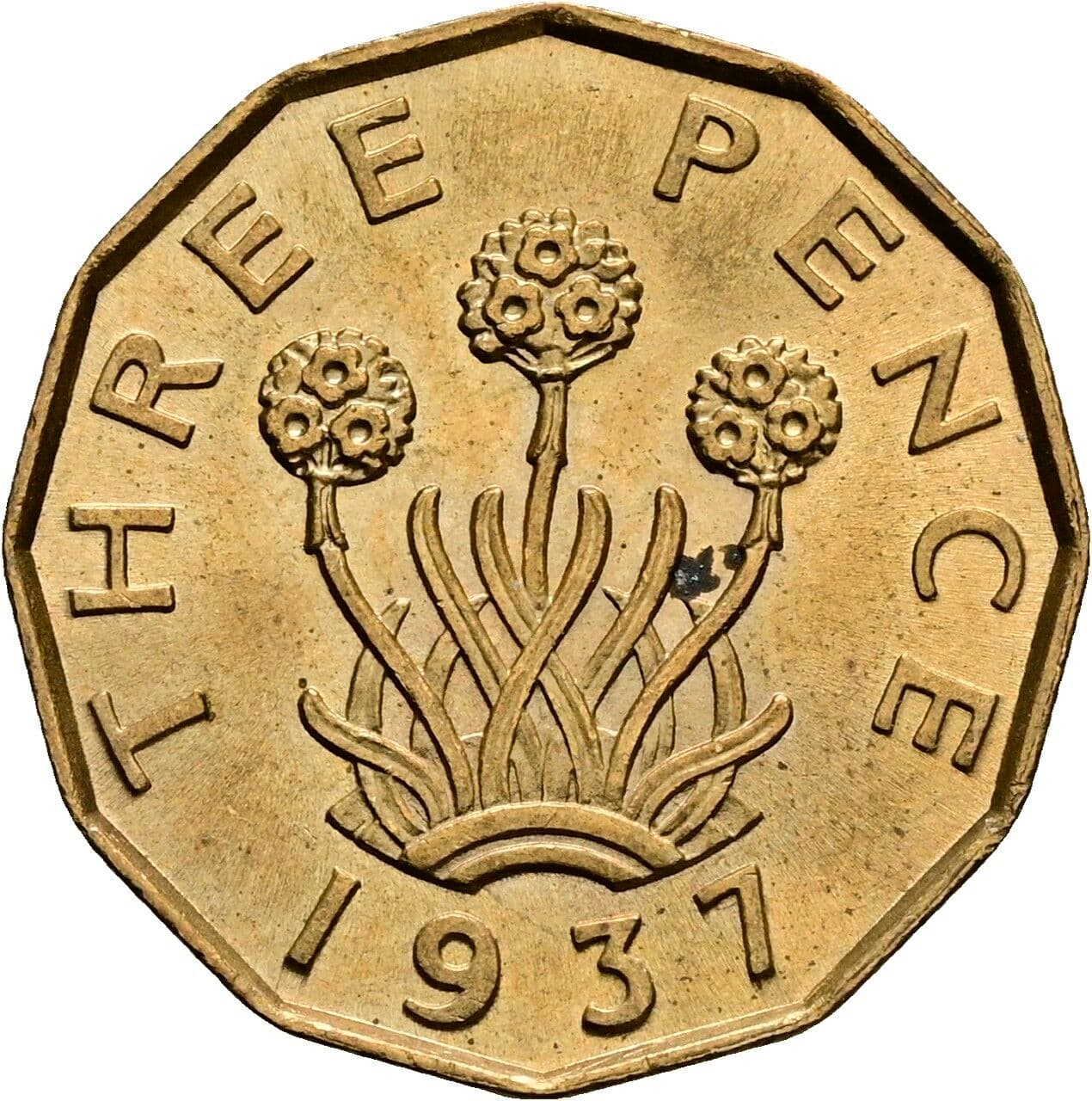 3 Pence Georg VI. (1936-1952) 1937 – Rückseite
