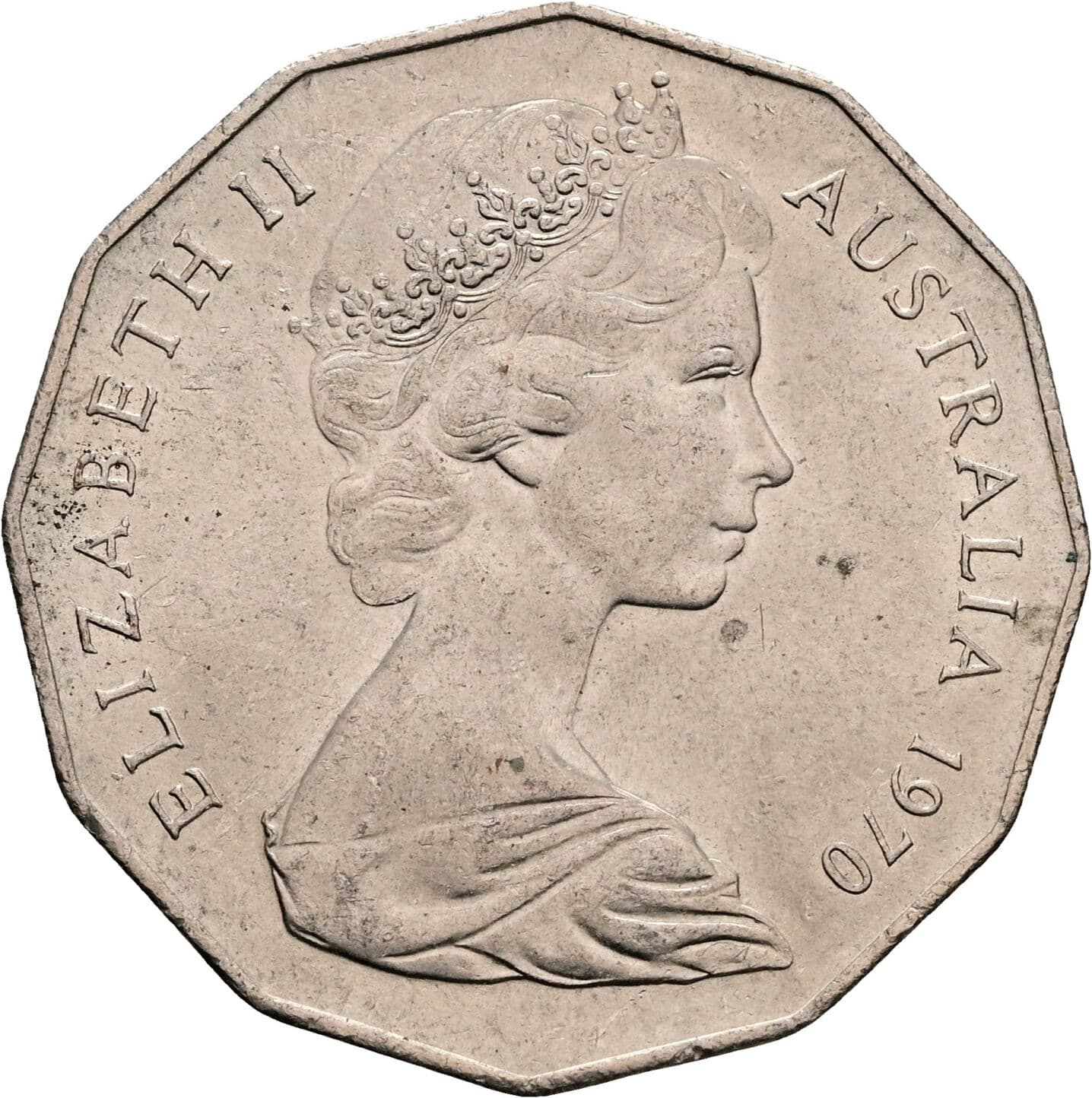 50 Cents Elisabeth II. 1952-2022 1970 – Rückseite